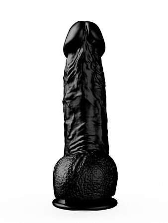 Реалистичный чёрный фаллоимитатор на присоске - 17,8 см.